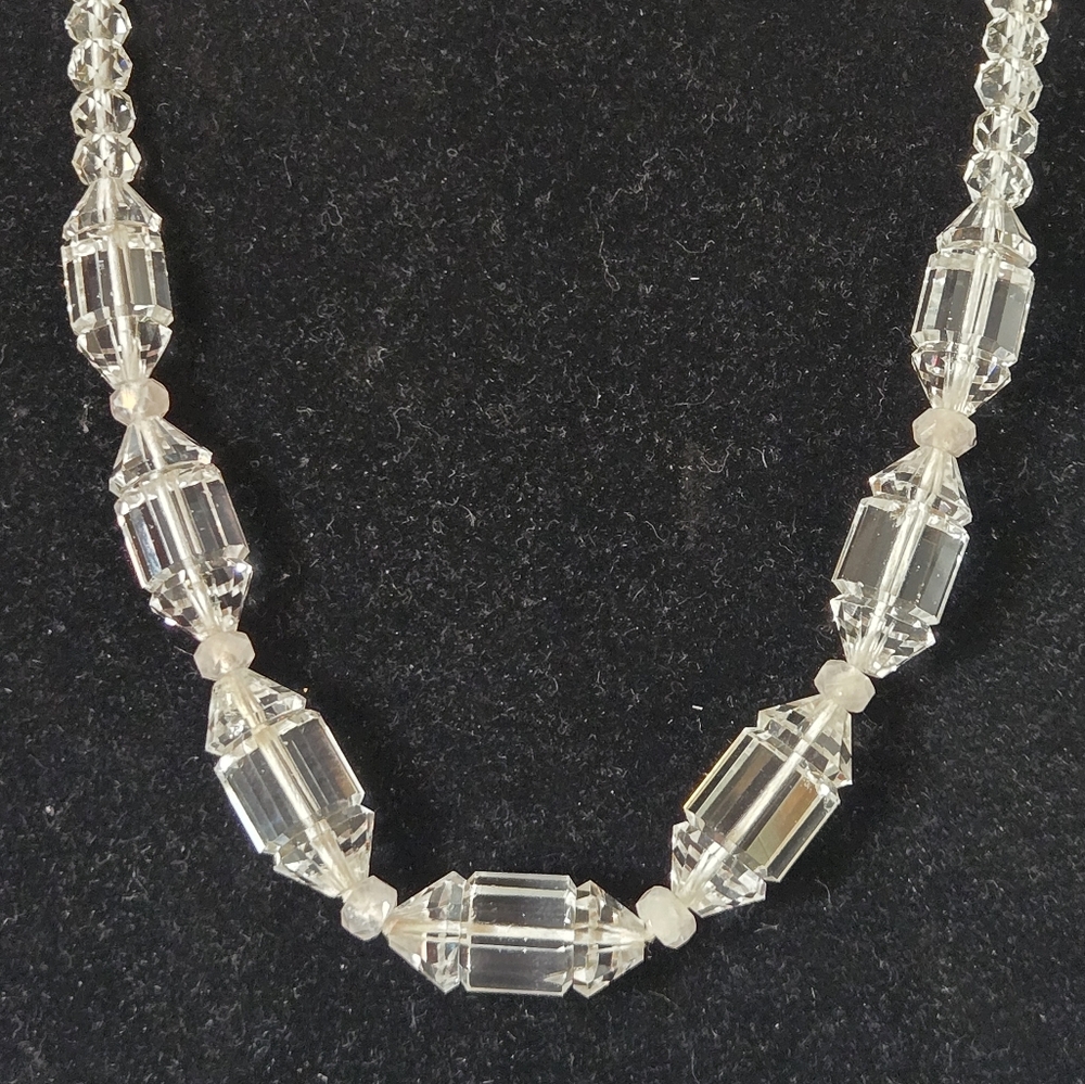 Vintage Art Deco Crystal Beaded Necklace 15.5" - Picture 6 of 6